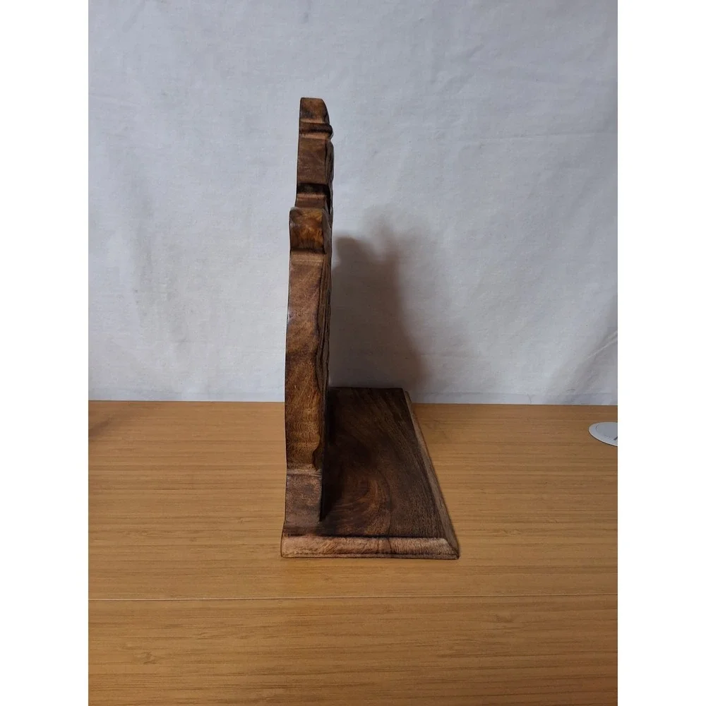 Vintage 1970s Indian Hand Carved Wood Floating Wall Shelf